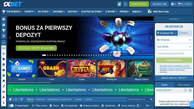 1xBet casino screenshot